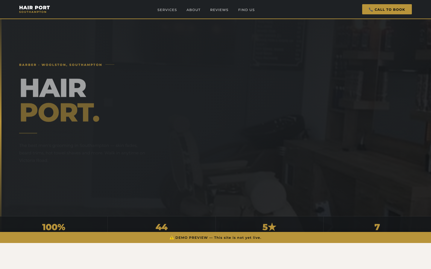 Hair Port Barber website