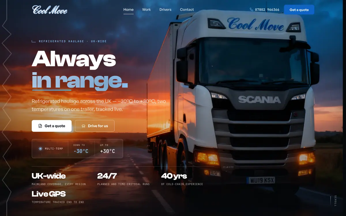 Cool Move Logistics website built by SH Studios