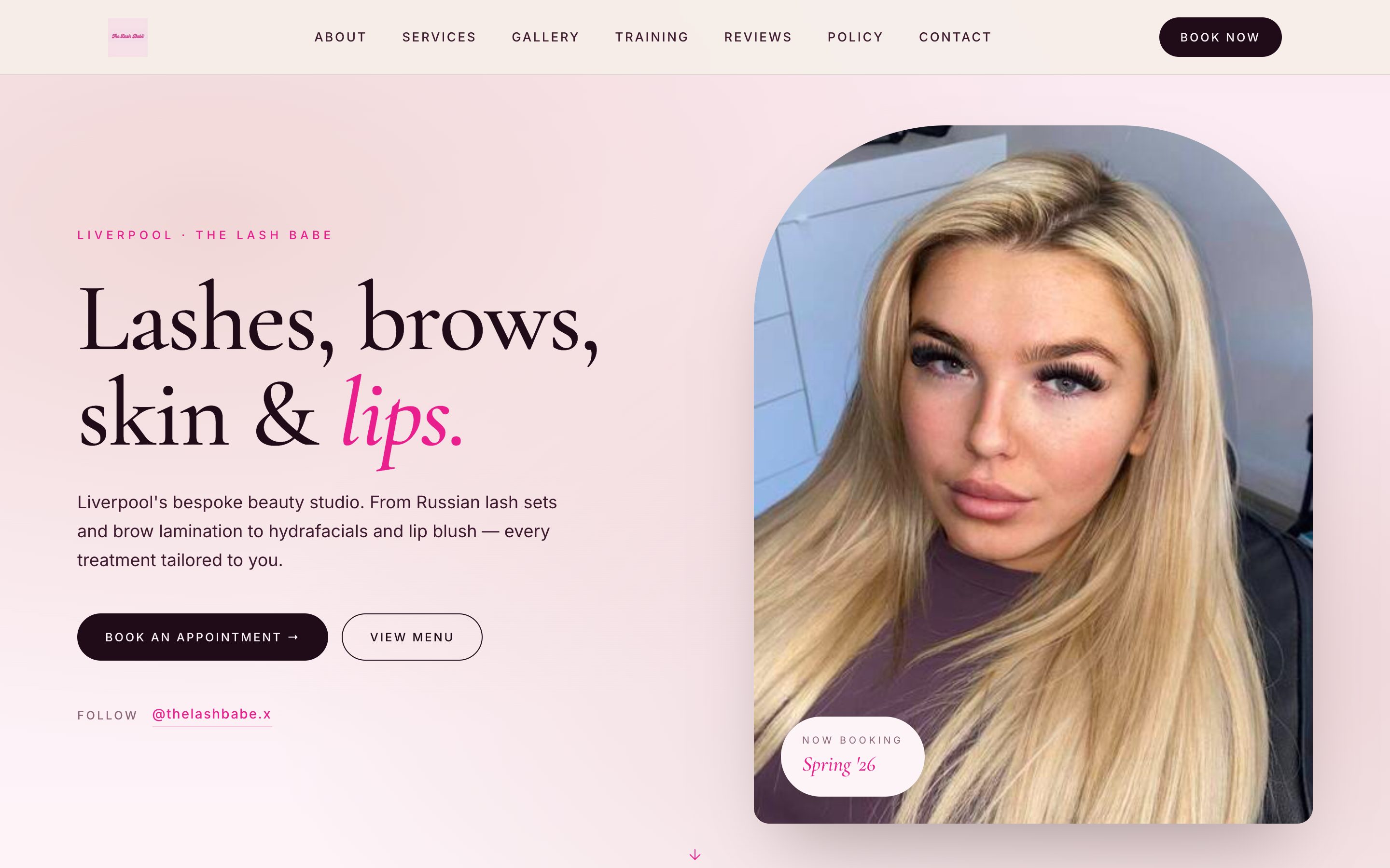 The Lash Babe Liverpool beauty studio website screenshot