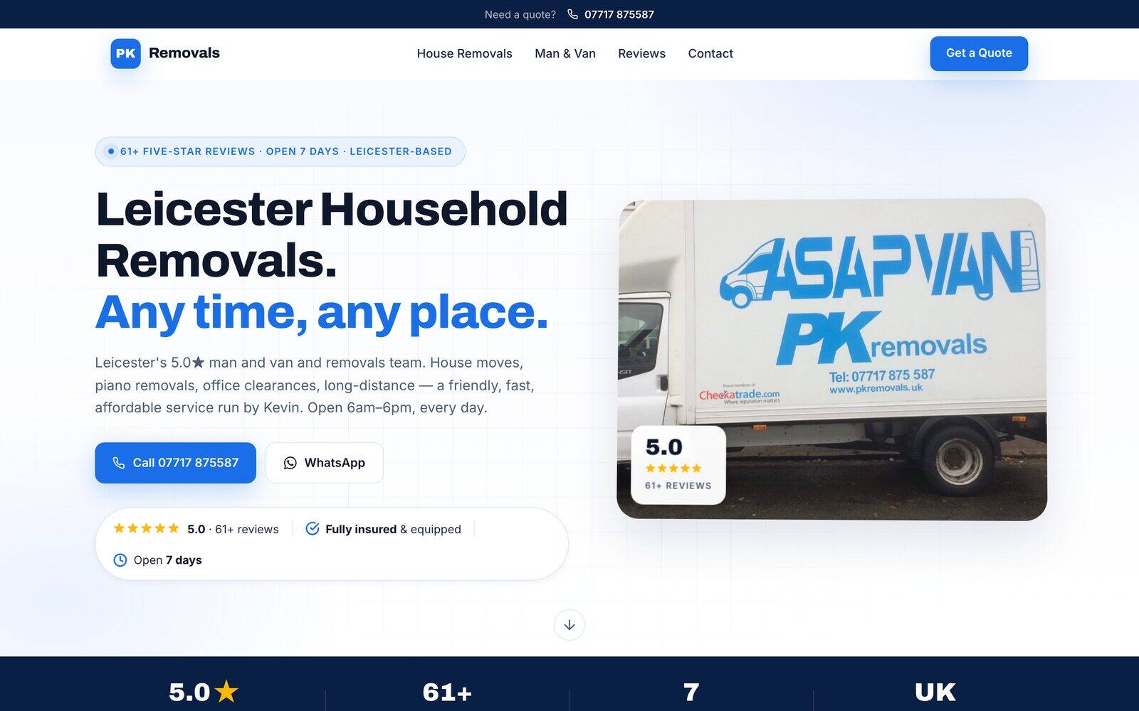 PK Removals website