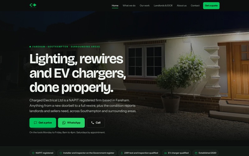 The Charged Electrical concept site we built