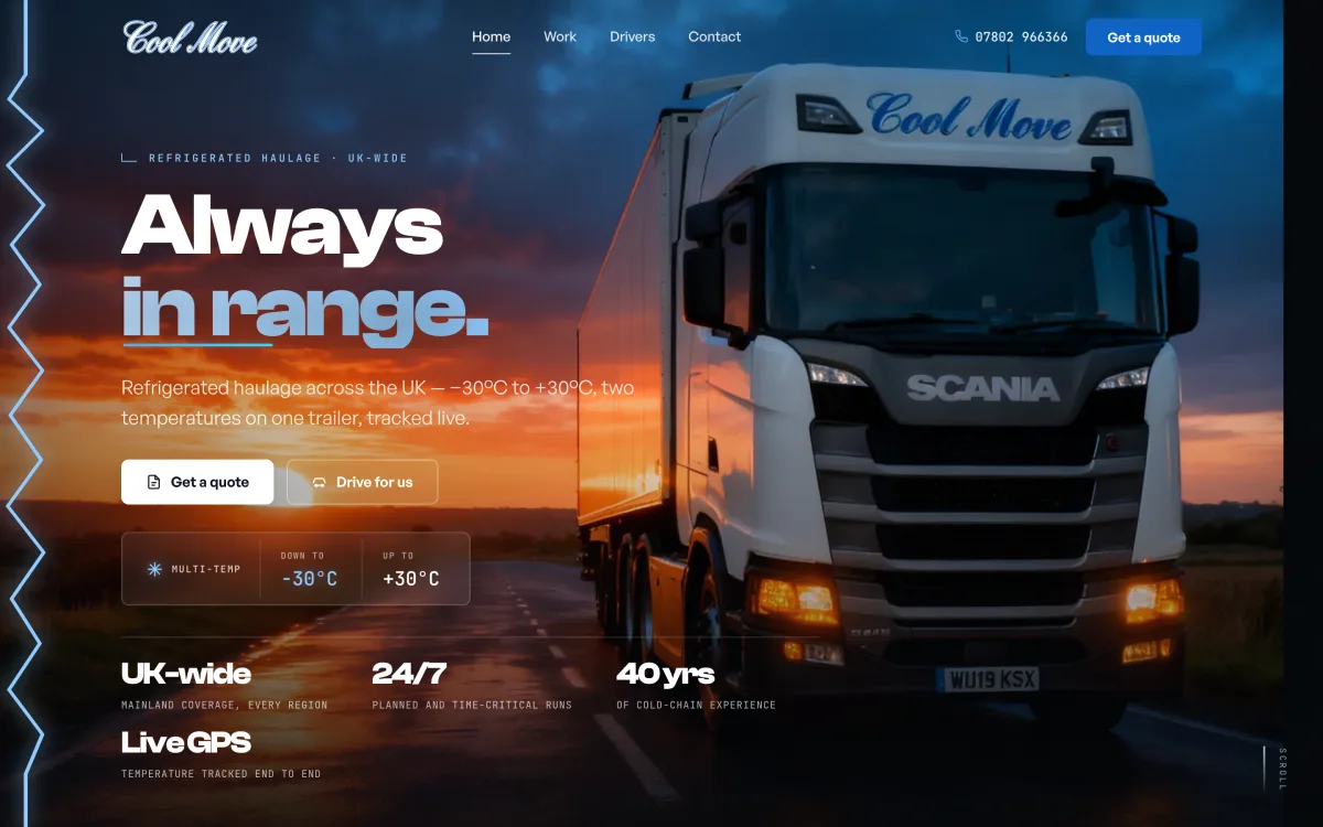 Cool Move Logistics website built by SH Studios