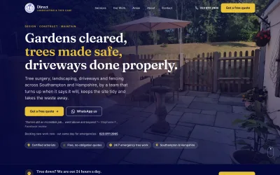 The Direct Landscaping & Tree Care website