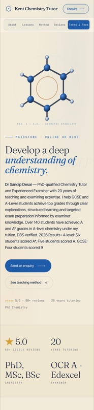 Kent Chemistry Tutor on a phone