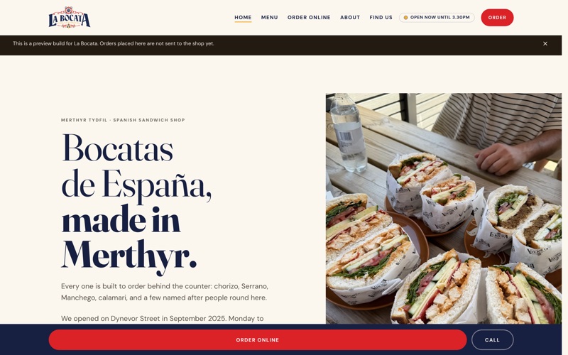 The La Bocata concept site we built