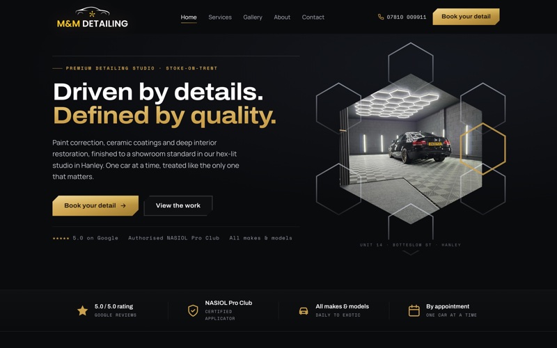 The M&M Detailing website
