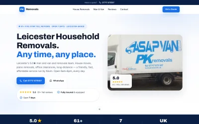 The PK Removals website