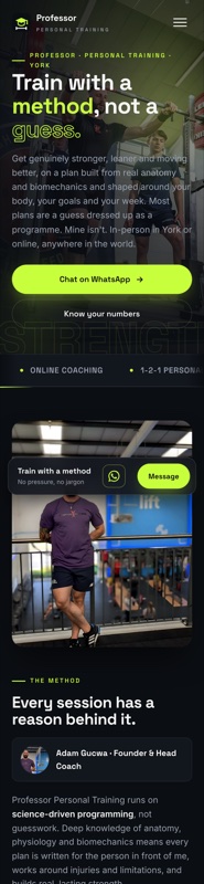 Professor Personal Training on a phone