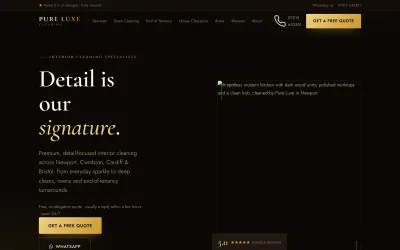 The Pure Luxe Cleaning website