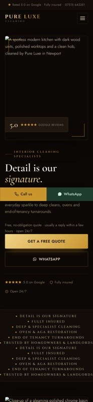 Pure Luxe Cleaning on a phone