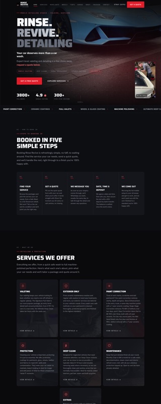 The Rinse Revive Detailing website we built