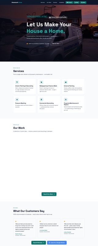 The Shakeshaft Jones website we built, shown scrolling