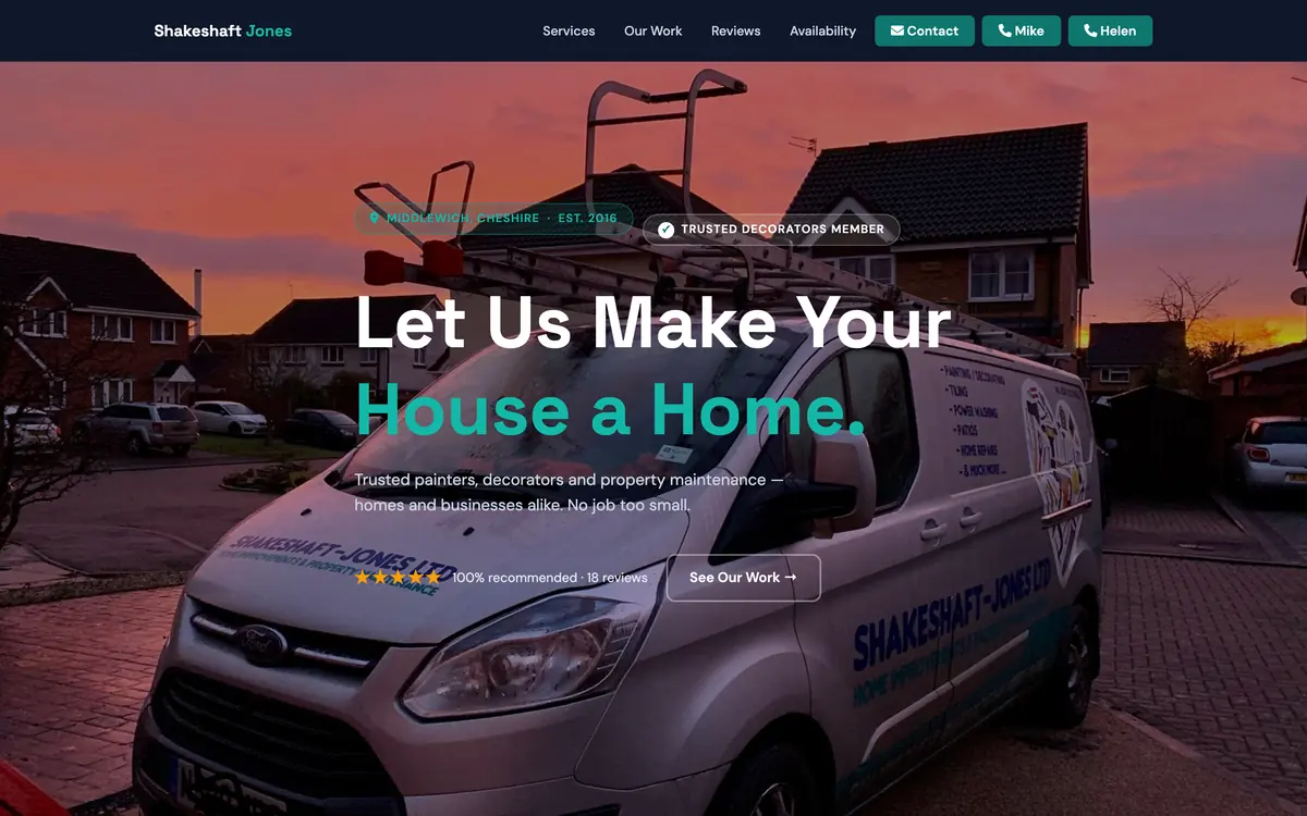 Shakeshaft Jones website built by SH Studios