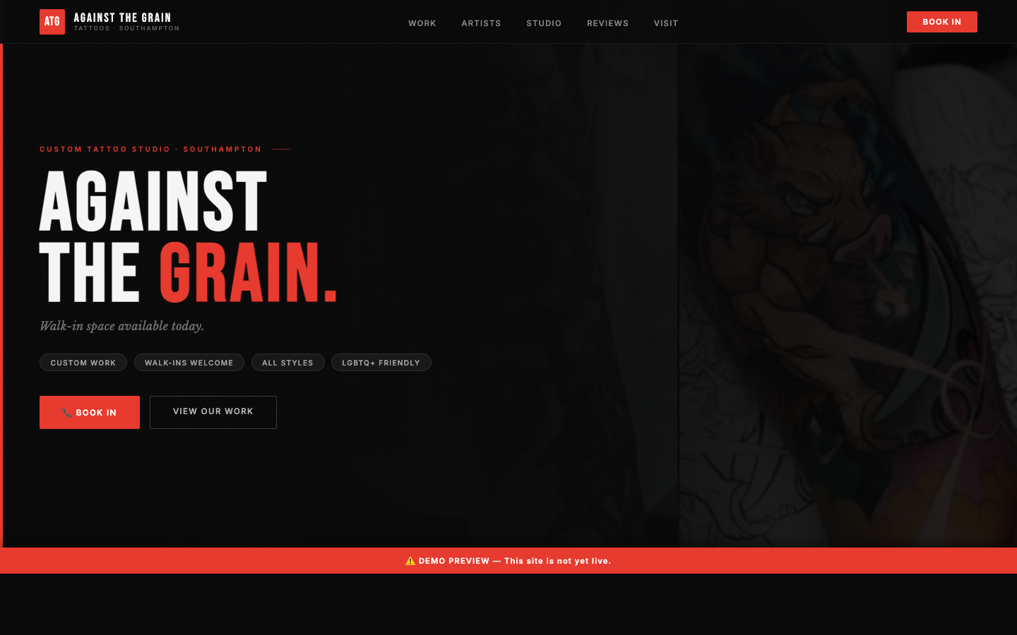 Against The Grain Tattoos website