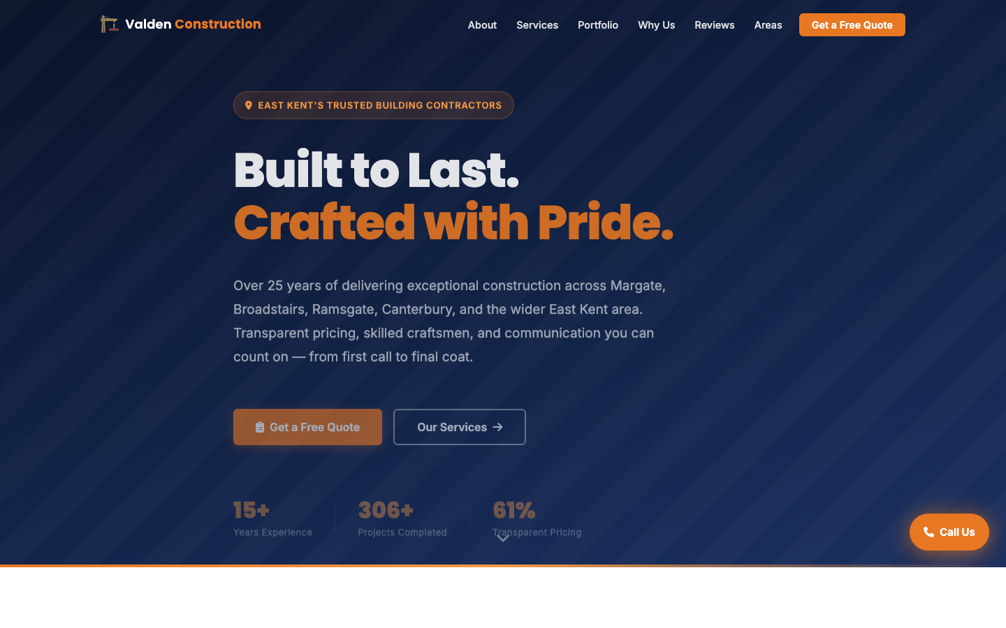 Valden Construction website