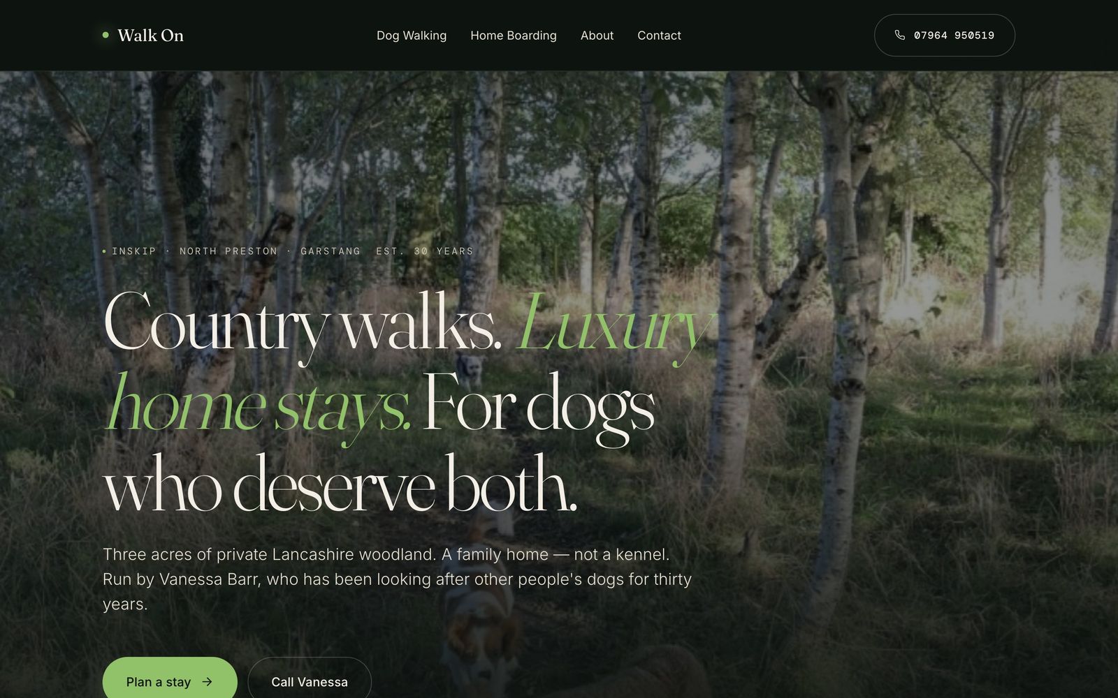 Walk On Pet Services dog walking website