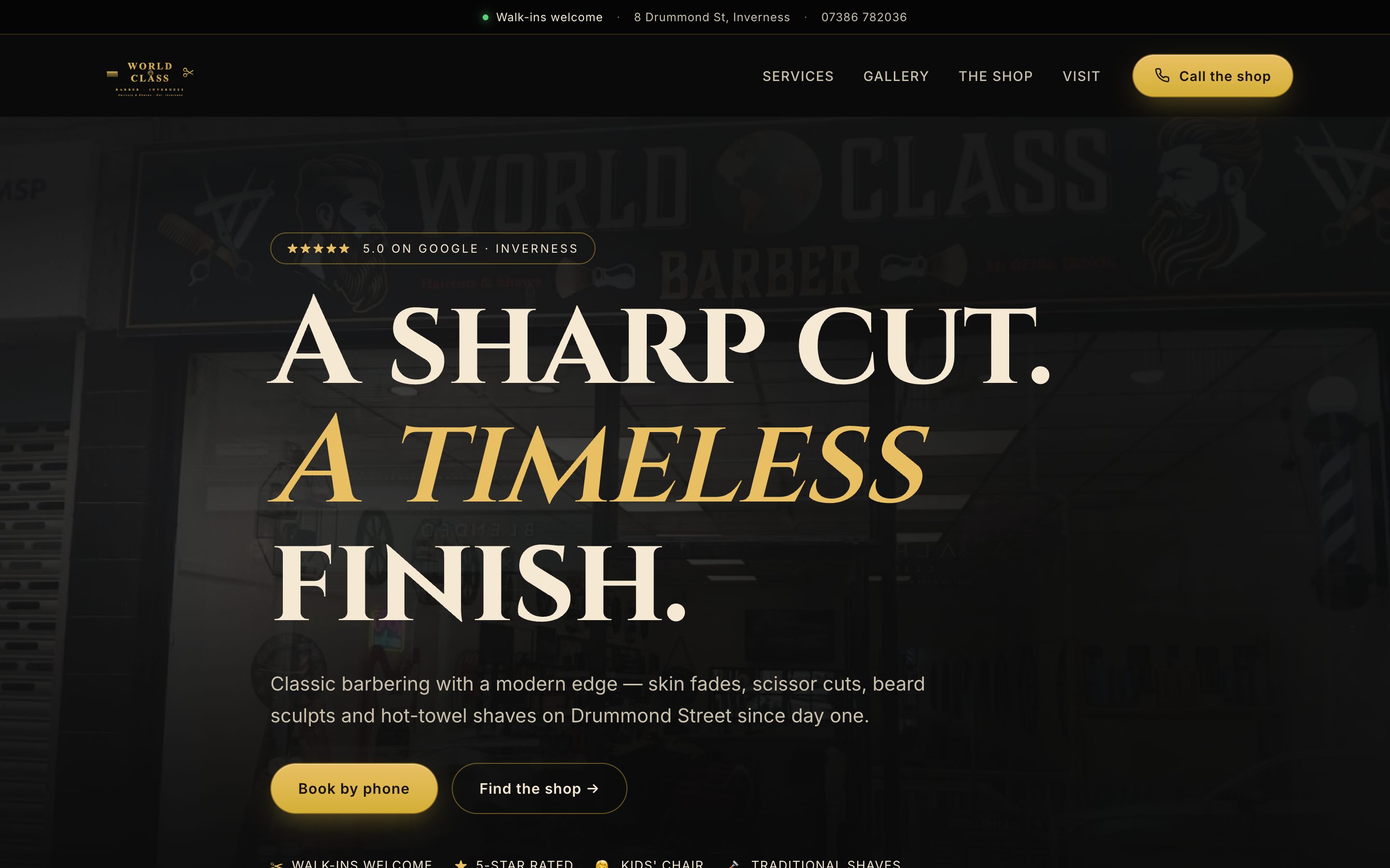 World Class Barbers Inverness website screenshot
